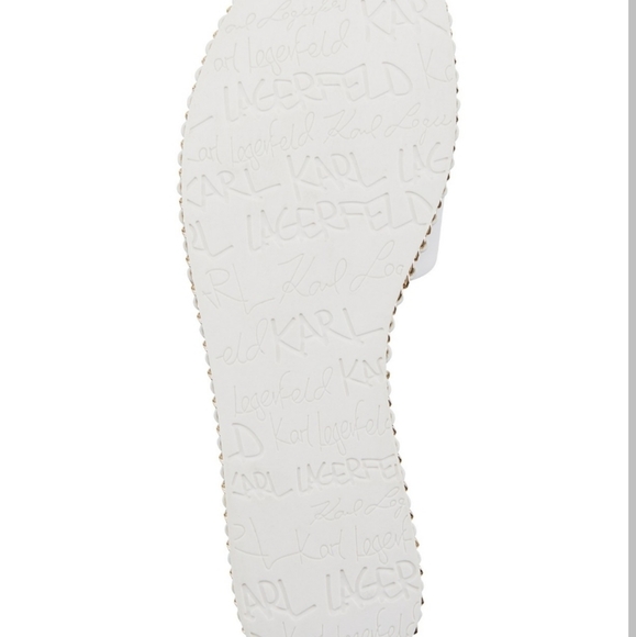 Karl Lagerfeld Paris Bijou Embellished Slide Sandals White -5.5 - Picture 5 of 9
